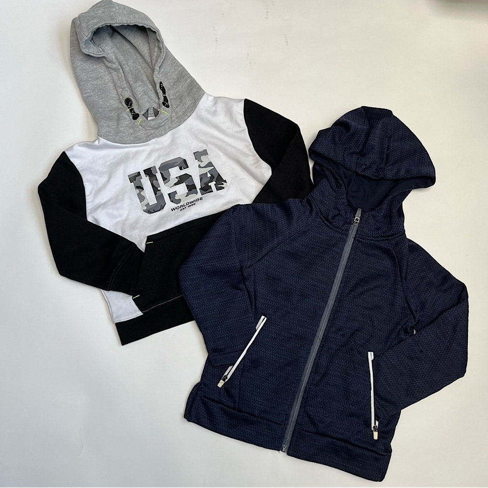 Set of 2 Primark Hoodies Pull-Over & Zip-Up Long Sleeve Lightweight Boys 4-5 Yrs